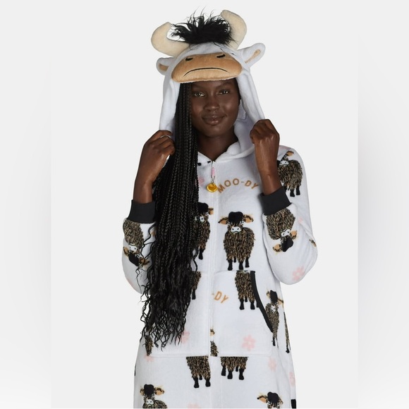 Holiday Time Other - New Cow Print fleece one piece Pajamas